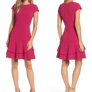 Eliza J. Women’s Cap Sleeve Tiered Drop Waist A-Line Pink Dress Size 2